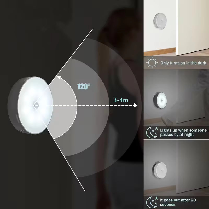 Luz Nocturna LED con sensor de movimiento USB recargable